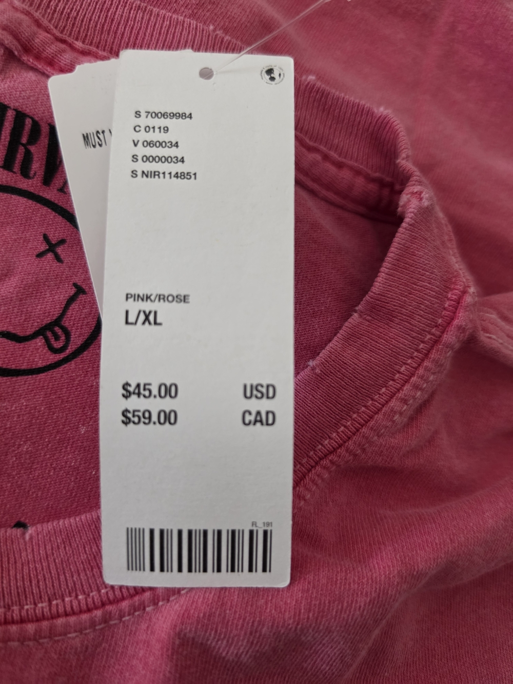 NIRVANA Pink Smiley Logo Graphic Tee - Picture 3 of 3